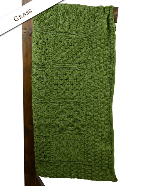 Luxury Merino Patchwork Throw - color: Grass; type: Front