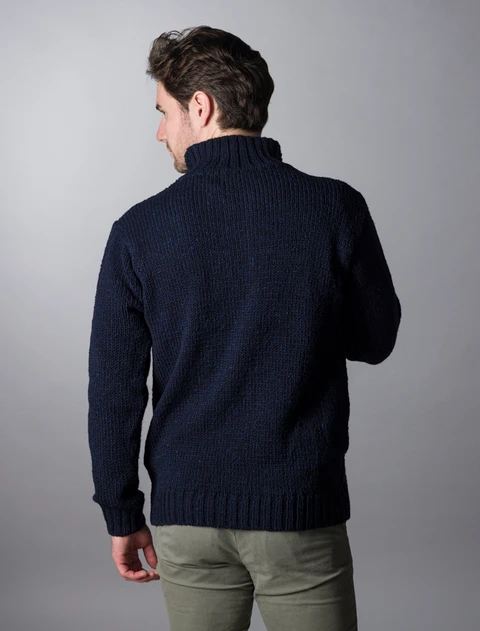 Donegal Tweed Half Zip Sweater - Navy