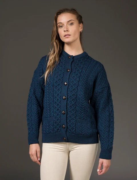 Merino Wool Aran Lumber Jacket - Atlantic