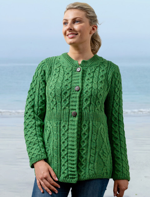 Women's Merino Wool A-Line Fit Cardigan - Kiwi