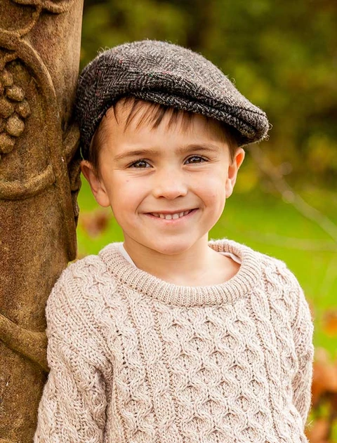 Children's Tweed Flat Cap - Silver