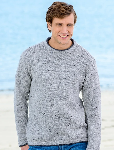 Roundstone Cashmere Crew Neck Sweater  - Light Grey