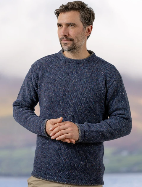 Roundstone Cashmere Crew Neck Sweater - Navy Marl