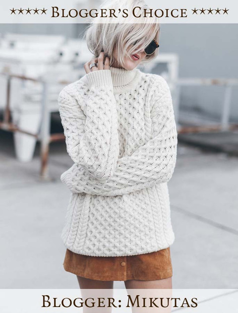 Blogger's Choice: Merino Wool Turtleneck Sweater - Mikutas - Natural White