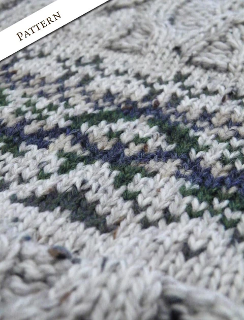 Pattern Detail of Men's Full Zip Cardigan with Pockets - Oatmeal
