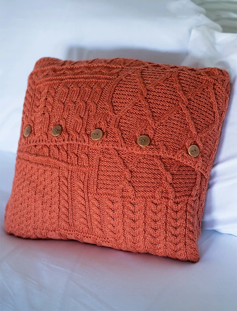 Aran-Knit Cushion Cover - Autumn Leaf