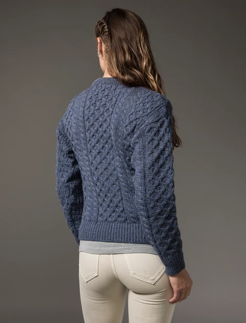 Women's Dún Aonghasa Heavyweight Aran Sweater- Caspian