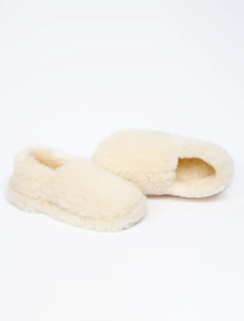 Merino Wool Slipper - Natural White
