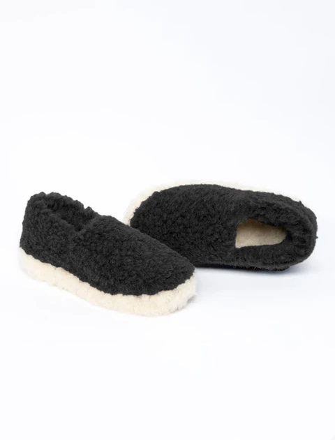 Merino Wool Slipper - Black