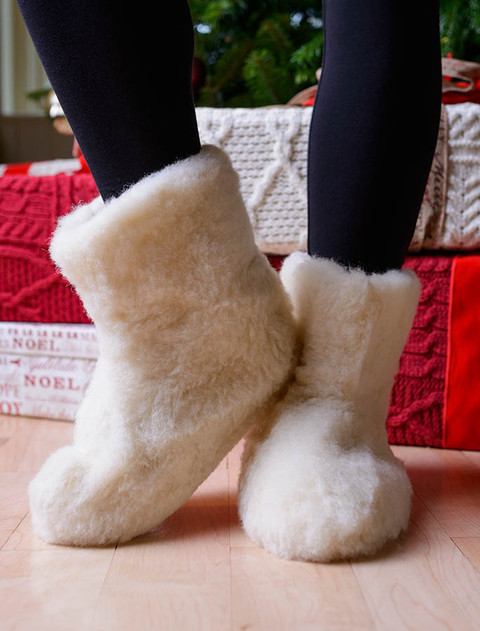 Merino Wool Booties - White