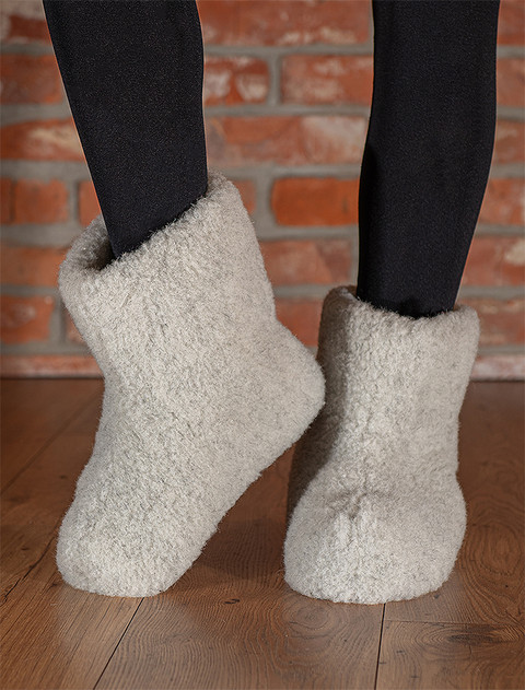 Merino Wool Booties - Grey