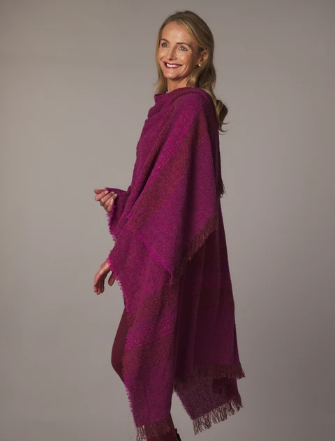 Lambswool Celtic Ruana Wrap - Orchid