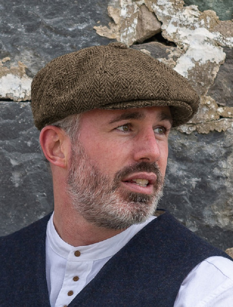 Donegal Tweed Mens Gatsby Cap - Brown