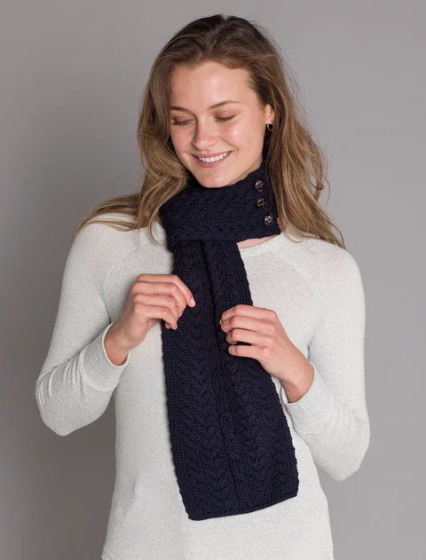 Aran Loop Scarf - Navy