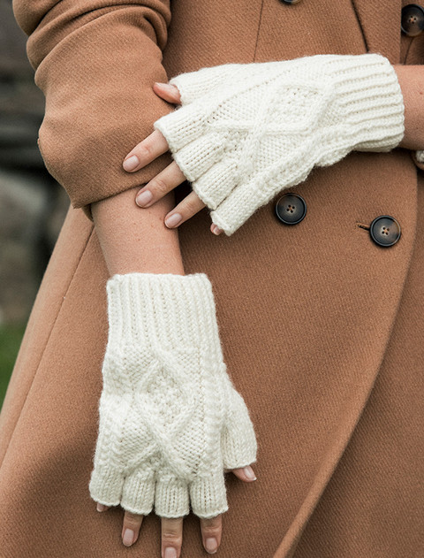 Fingerless Gloves - Natural White