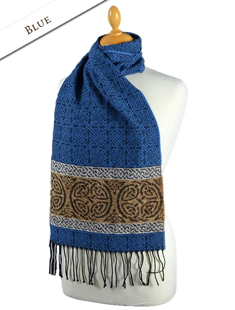 GlenAran Celtic Nordic Pattern Scarf - Blue