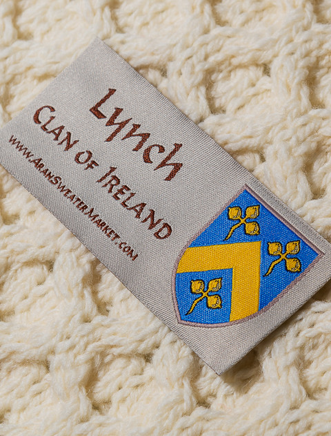 Lynch Clan Aran Throw - Label
