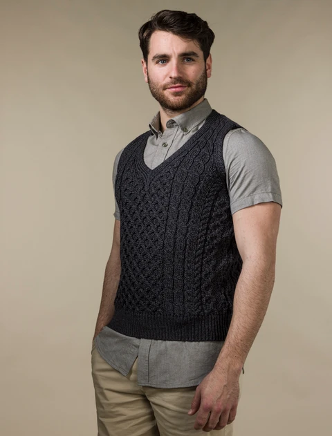 V-Neck Aran Waistcoat - Derby