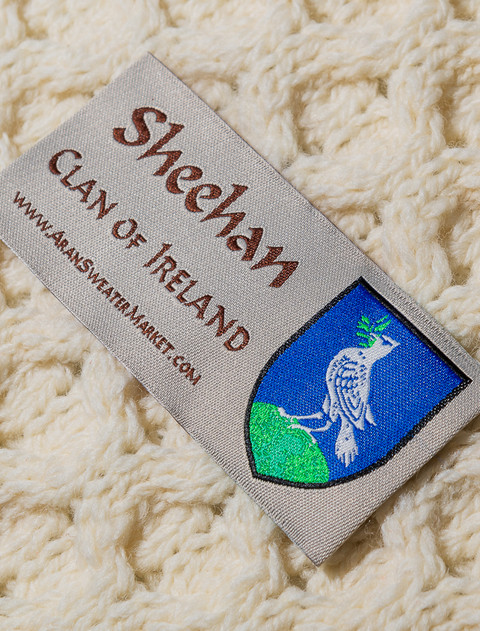 Sheehan Clan Aran Throw - Label