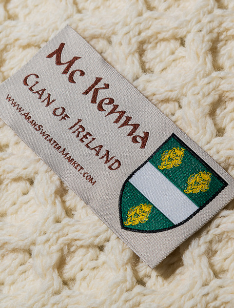 Mc Kenna Clan Aran Throw - Label