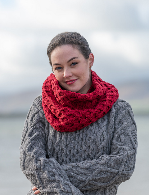 Aran Snood Scarf - Chillipepper