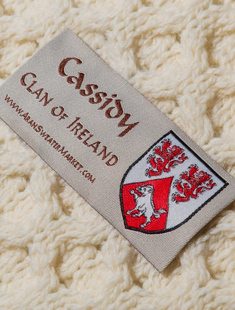 Cassidy Clan Aran Throw - Label