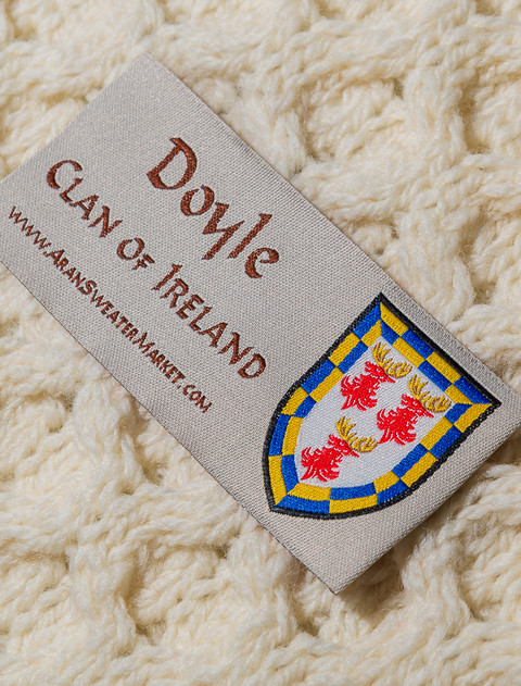 Doyle Clan Aran Throw - Label