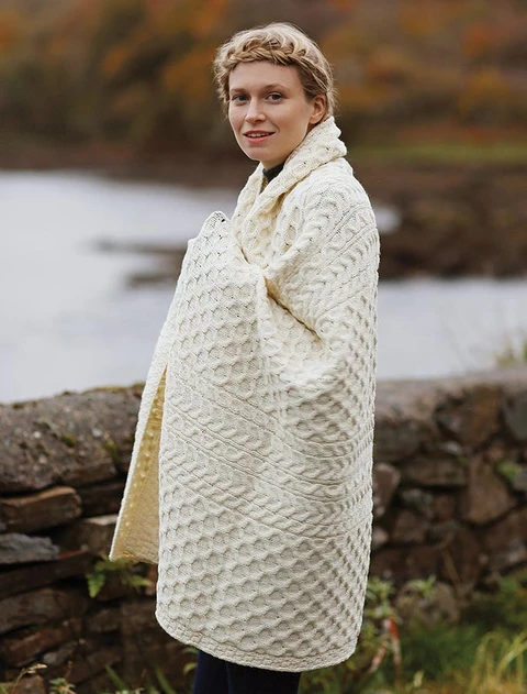 Wool Honeycomb Aran Throw