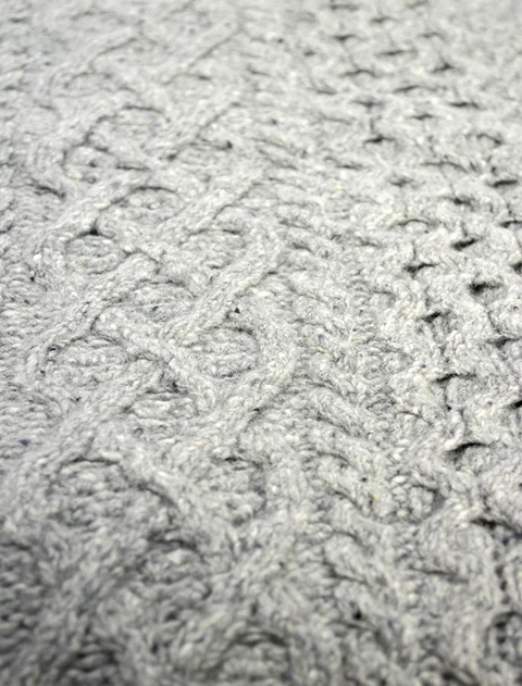 Wool Cashmere  Aran Throw - color: Light Grey; type: Primary
