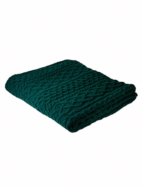 Wool Cashmere Aran Throw - color: Green Garden; type: Primary
