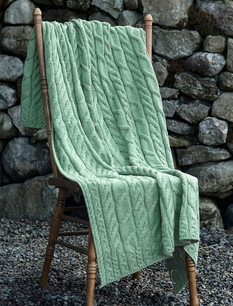 Super Soft Aran Throw - Sea Foam