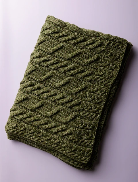 Super Soft Aran Throw - Meadow Green