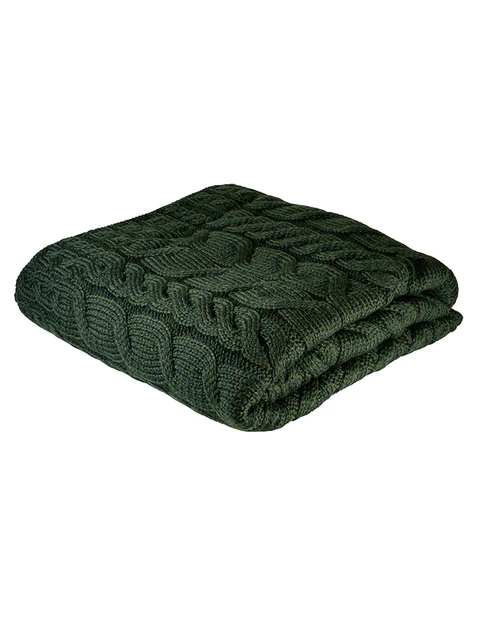 Super Soft Aran Throw - Seaweed Green