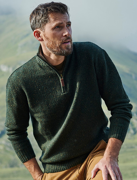 Donegal Blend Zip Neck Sweater - Foliage Green
