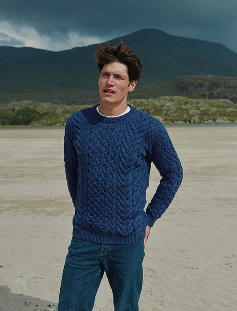 Super Soft Aran Crew Neck Sweater - Ink