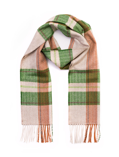 Merino Scarf - Beige Orange & Green