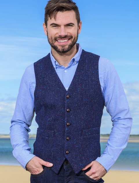 Donegal Tweed Waistcoat - Navy