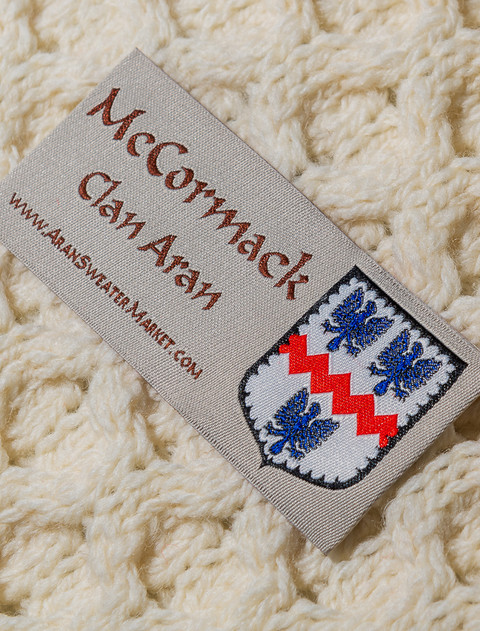 Mc Cormack Clan Aran Throw - Label