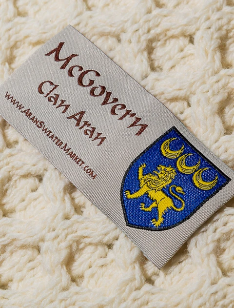 Mc Govern Clan Aran Throw - Label