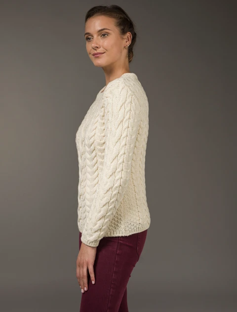 Rope Cable Crew Aran Sweater - Natural White