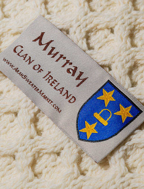 Murray Clan Aran Baby Blanket - Label