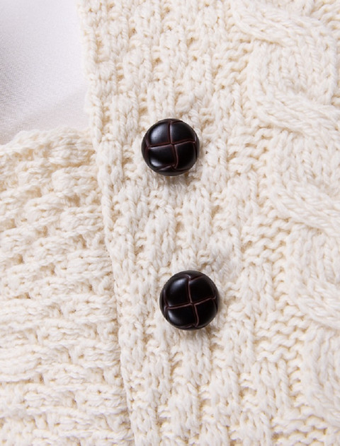 Kelly Clan Aran Poncho Button Detail