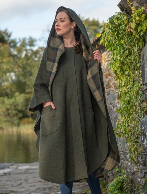 Moss Green Pure Wool Country Walking Cape