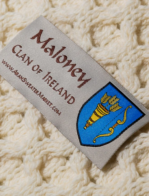Maloney Clan Aran Bed Runner - Label