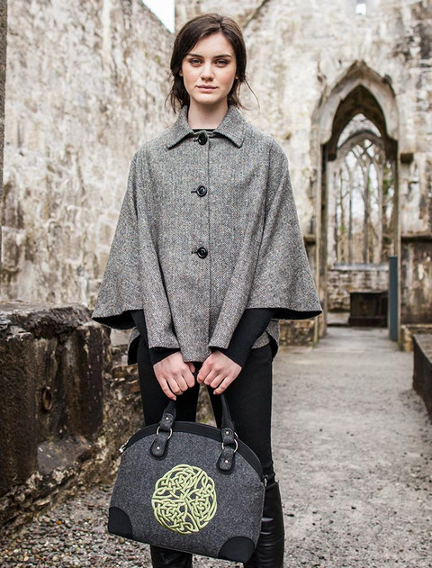 Celtic Tote Bag - Charcoal with Green