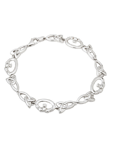 Silver Claddagh & Trinity Knot Bracelet