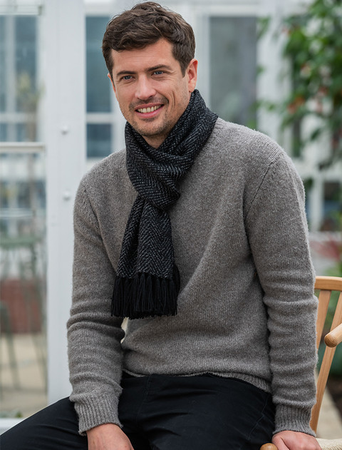 Alpaca Scarf - Grey Herringbone