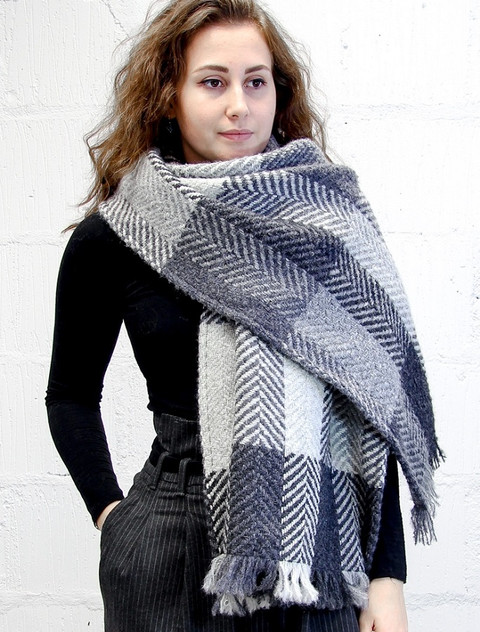 Wool Country Stole - Multi-Grey