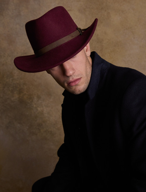 Men's Boston Wool Felt Hat - Deep Burgundy