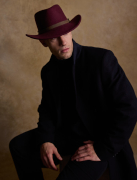 Men's Boston Wool Felt Hat - Deep Burgundy